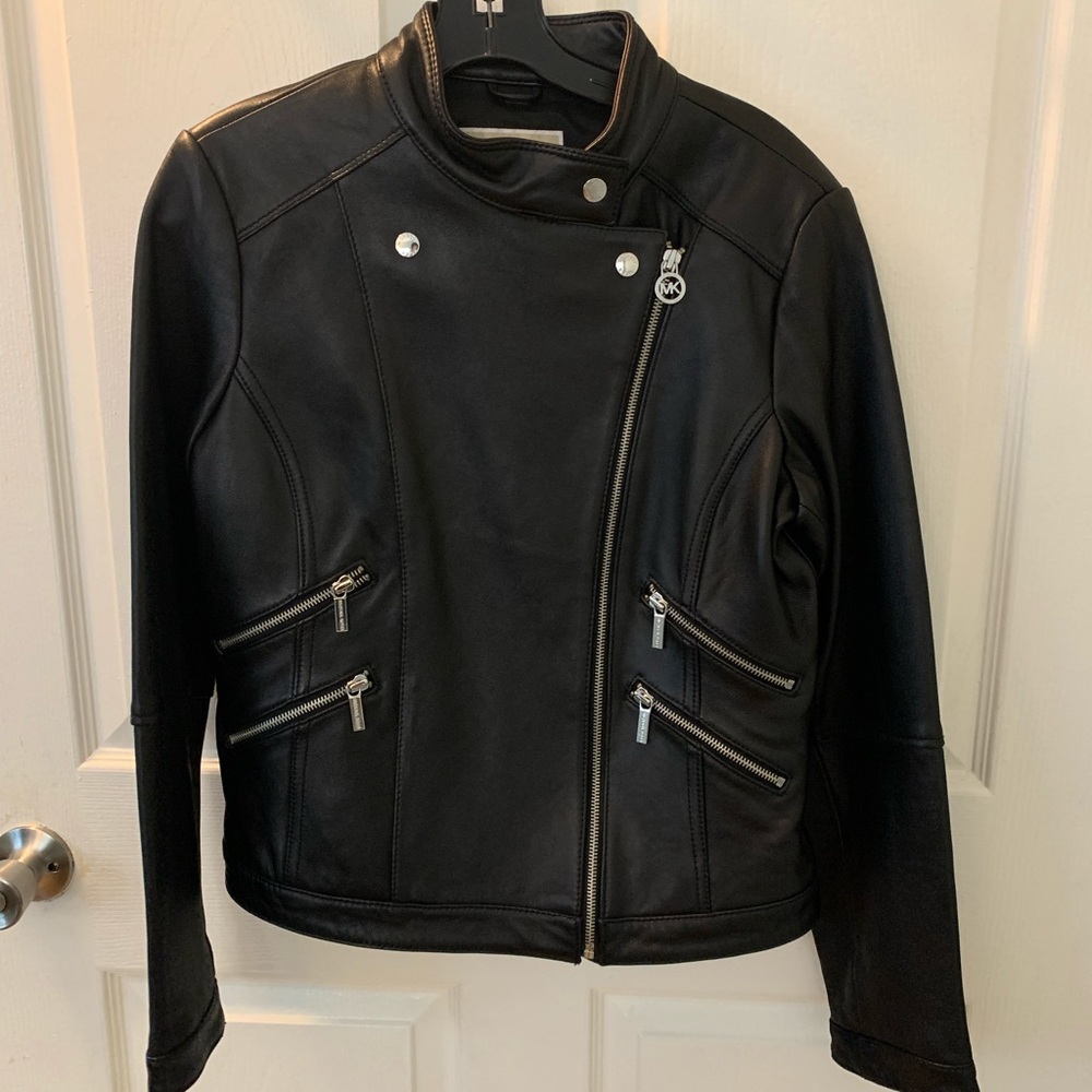 Michael Kors Black Leather Biker Jacket